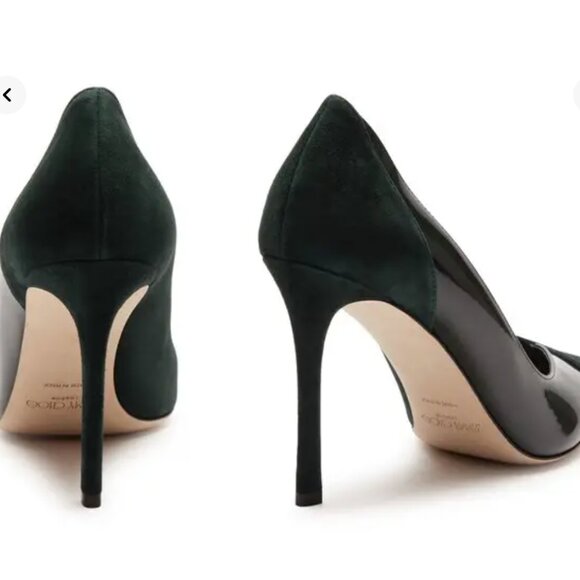 JIMMY CHOO CASS 95 DARK GREEN (suede/patent leather) SIZE 38 - Picture 9 of 10
